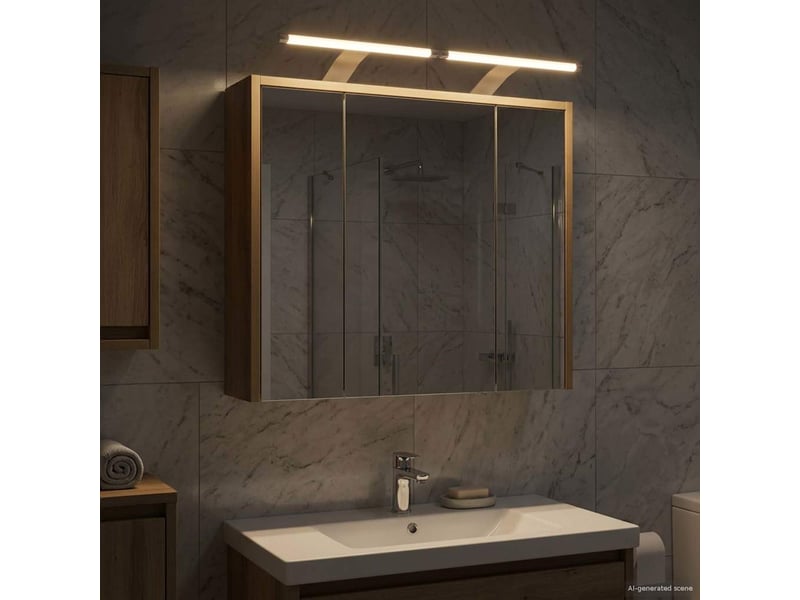  Armoire miroir salle de bain, meuble de rangement chêne artisan shl6288  - Conforama B