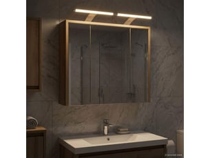 Armoire miroir salle de bain, meuble de rangement chêne artisan shl6288