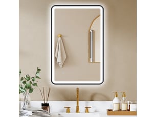 Miroir de salle de bain led 90 x 60 cm – noir – éclairage 3 couleurs, antibuée, dimmable et tactile