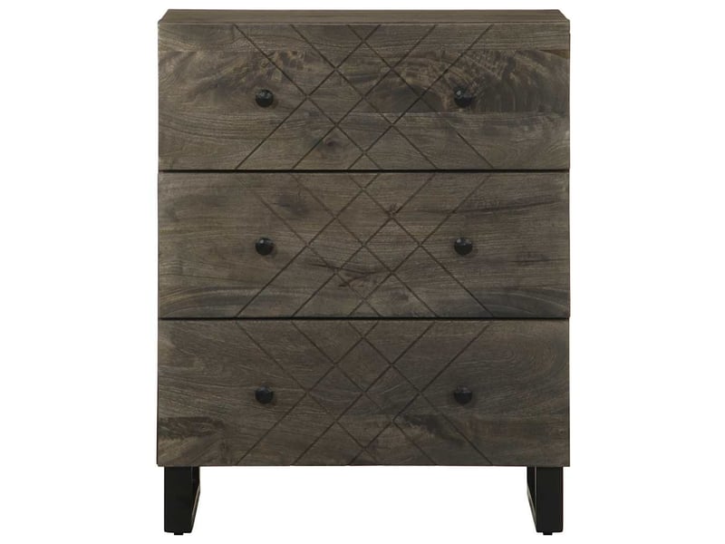  Lot de 2 buffet bas noir 60x33x75 cm bois massif de manguier  - Conforama D