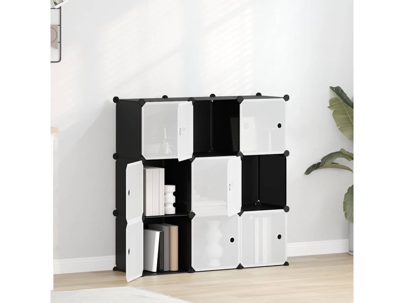 Cubes de rangement 9 pcs avec portes noir pp shl7576 - Conforama B