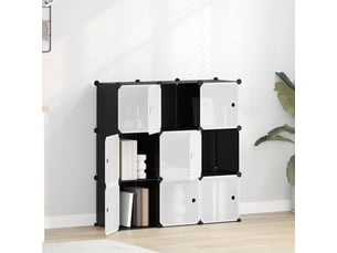 Cubes de rangement 9 pcs avec portes noir pp shl7576