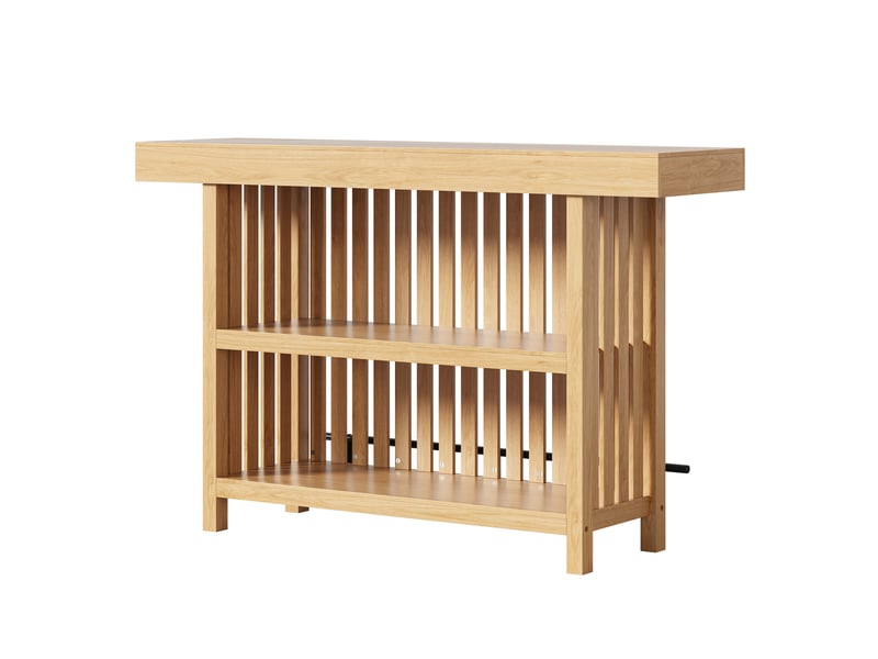  Table de bar avec repose-pieds et étagères 160x40x105 cm en mdf naturel  - Conforama D