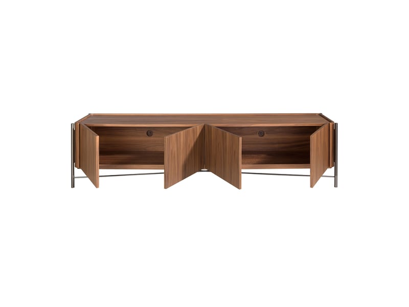 Meuble tv en bois de noyer et acier  - Conforama R