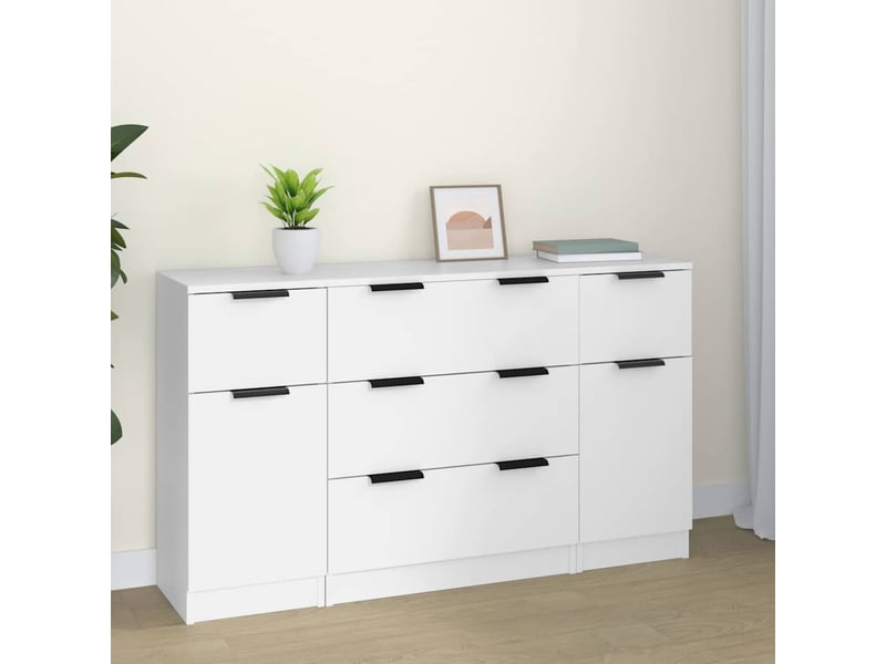  Buffets 3 pcs - bahut - meuble de rangement blanc bois d'ingénierie  - Conforama B