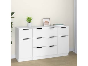 Buffets 3 pcs - bahut - meuble de rangement blanc bois d'ingénierie