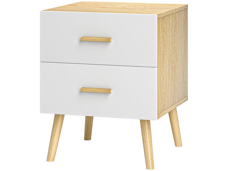  Table de chevet en bois de style scandinave avec 2 tiroirs, 40 x 40 x 50 cm, chêne  - Conforama B
