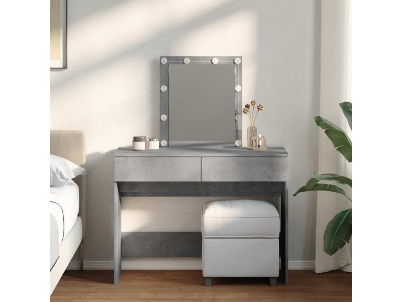 Coiffeuse, table de maquillage avec led gris béton 100x40x130 cm shl29609  - Conforama B