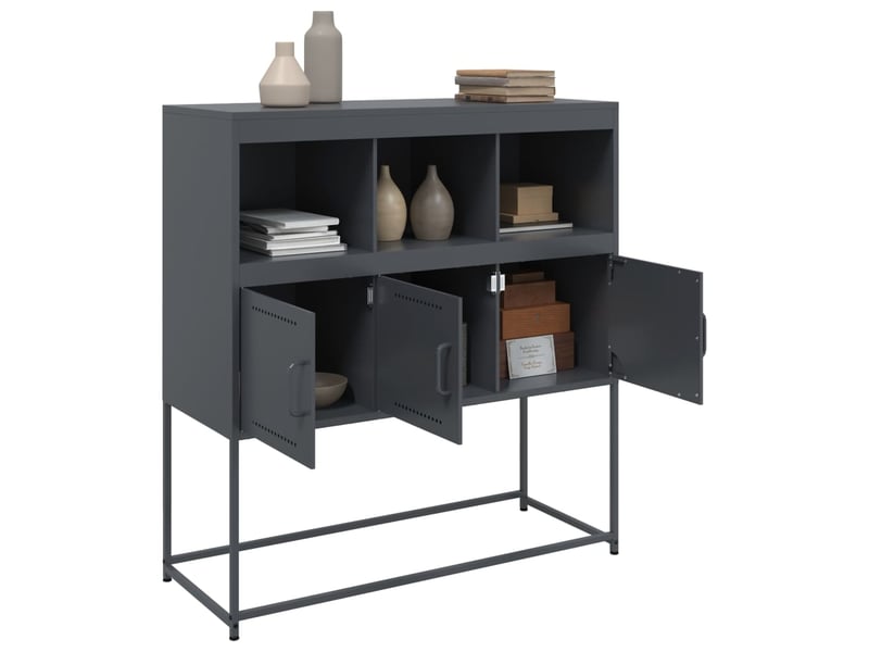  Buffet, meuble de rangement, bahut anthracite 100,5x39x107 cm acier shl51568  - Conforama E