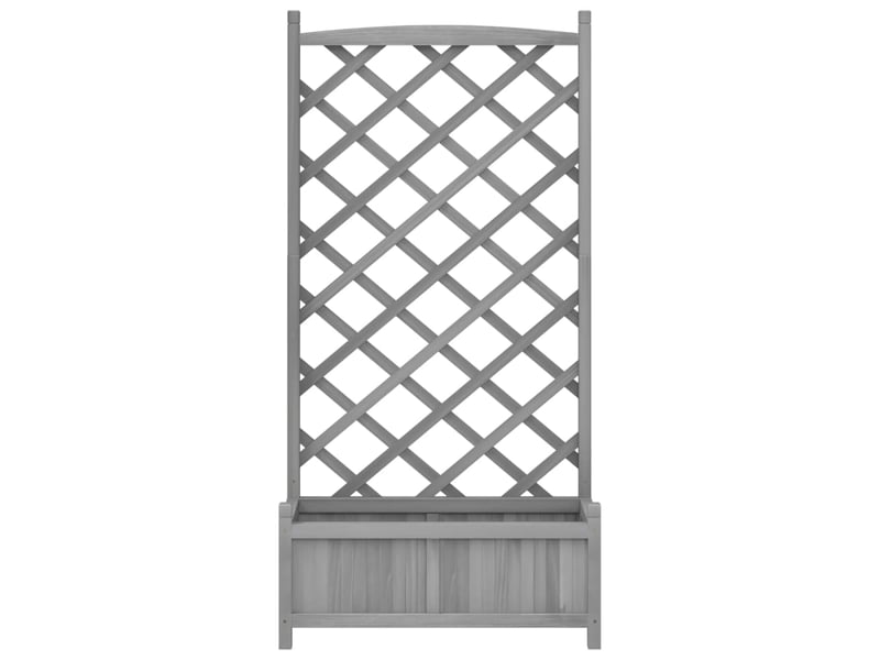  Jardinière - bac à fleurs avec treillis gris 75x35x150 cm bois massif de sapin  - Conforama D