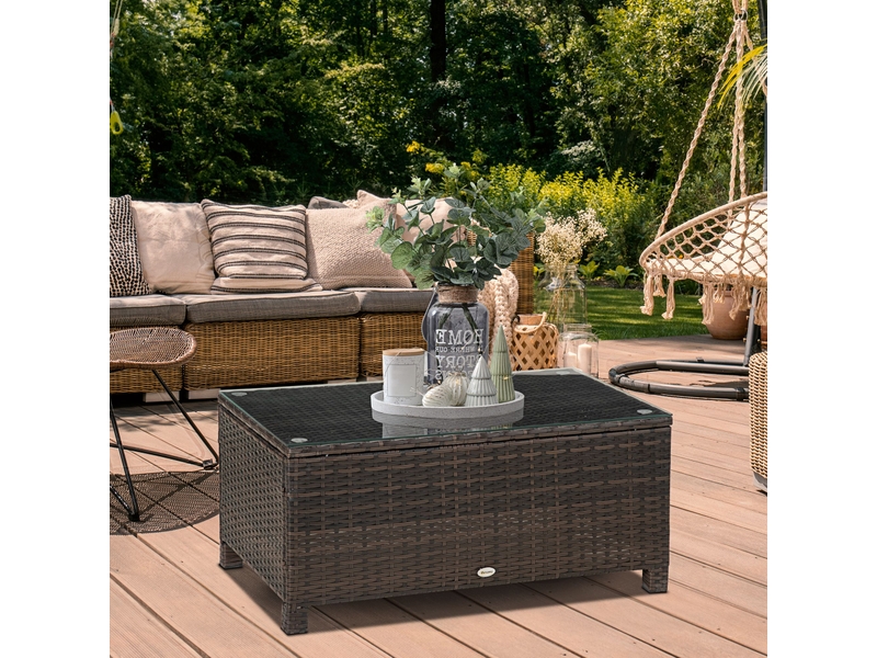  Table basse de jardin métal marron 85x50x39cm  - Conforama D