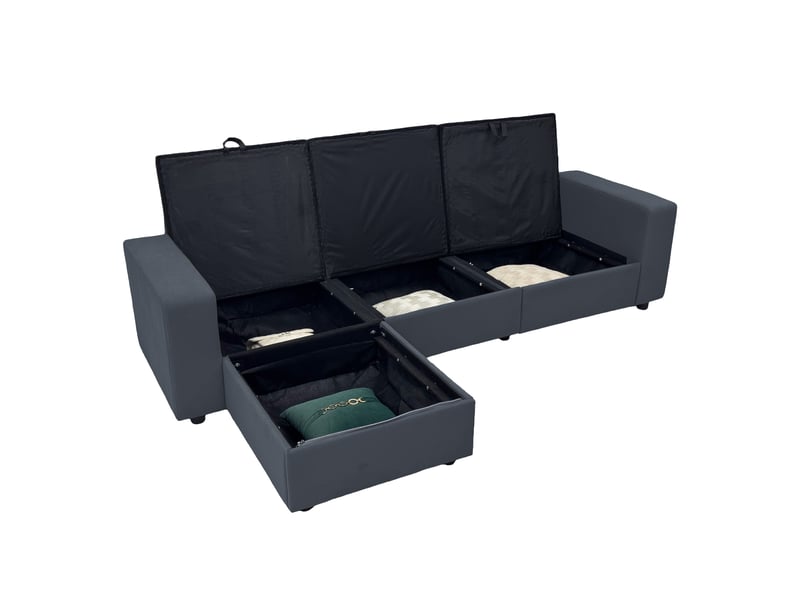  Canapé d'angle multifonction avec rangement 245,5 cm 3 places méridienne réversible  - Conforama A