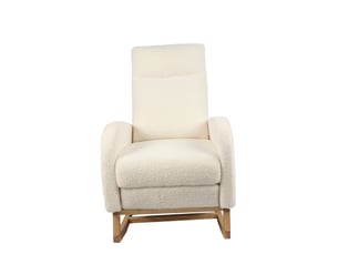 Fauteuil à bascule - 75x63x104 cm - chaise à bascule avec repose-pieds ergonomique en tissu teddy - blanc