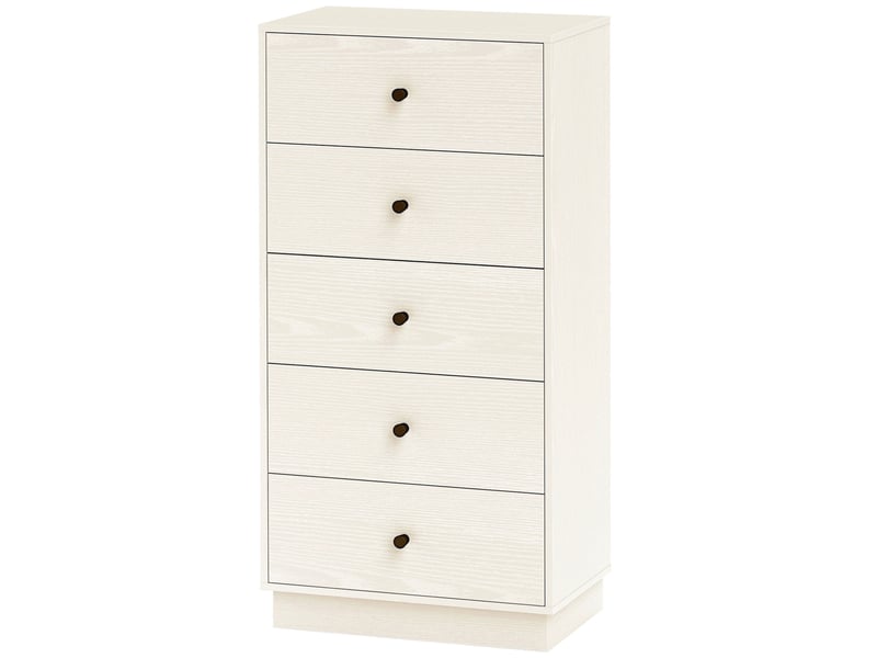  Commode étroite et haute à 5 tiroirs, table d'appoint pour chambre ou entrée avec poignées rondes, 47 x 29 x 95 cm, beige  - Conforama B