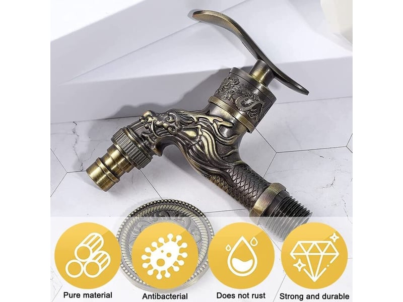  Robinet mural rétro en laiton, raccord g12, laiton antique, motif dragon en bronze antique HRC0001023LY - Conforama B