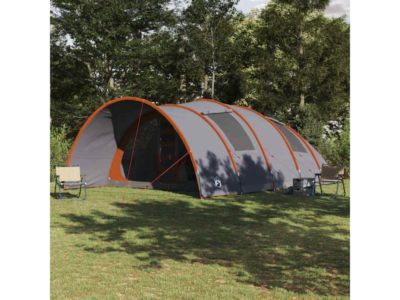  Tente tunnel, tente de camping 8-personnes 8 personne gris et orange  - Conforama B
