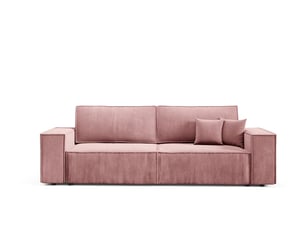 Canapé droit convertible 4 places Velours rose avec coffre de rangement