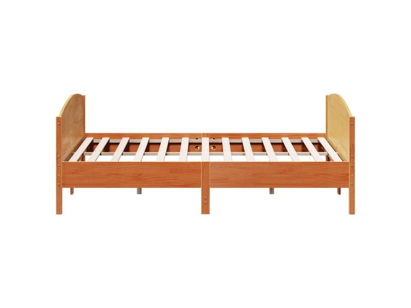  Lit double- lit adulte -  cadre de lit sans matelas  marron 200x200cm bois pin massif  - Conforama D