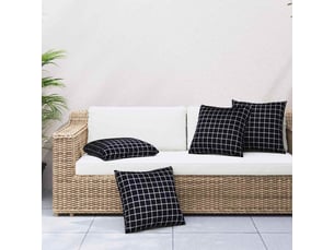 Lot de 4 coussins éparpillés tissu en polyester carreaux noirs cf60898