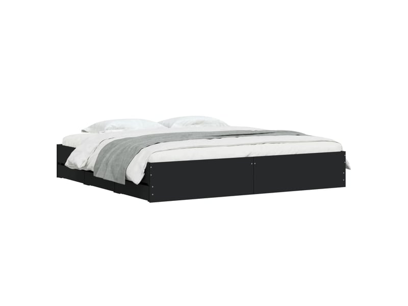 Lit double- lit adulte - cadre de lit avec tiroirs sans matelas noir 200x200 cm - Conforama B