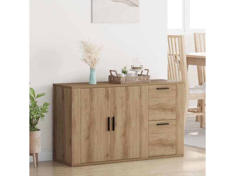 Buffet salon, buffet de rangement chêne artisanal 100x33x59,5 cm bois d'ingénierie - Conforama B