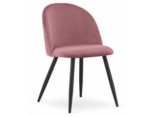 Chaise design bello en velours rose antique avec pieds noirs