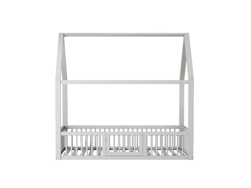  Lit cabane 140x200cm avec sommier et porte blanc lit enfant blanc - Conforama D