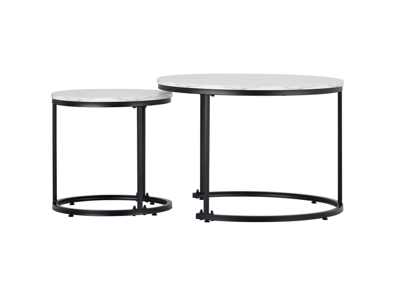  Ensemble de 2 tables basses rondes, table basse de salon, table d'appoint ronde gigogne, 2 tables d'appoint rondes  - Conforama E