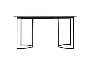 Table à manger rectangulaire moderne effet marbre gris 140x80 cm, pieds métal réglables