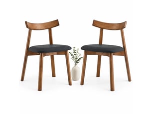 Lot de 2 chaises de salle à manger 49 cm, chaise cuisine scandinave, style nordique, ergonomique, chaise en bois, noir, bois