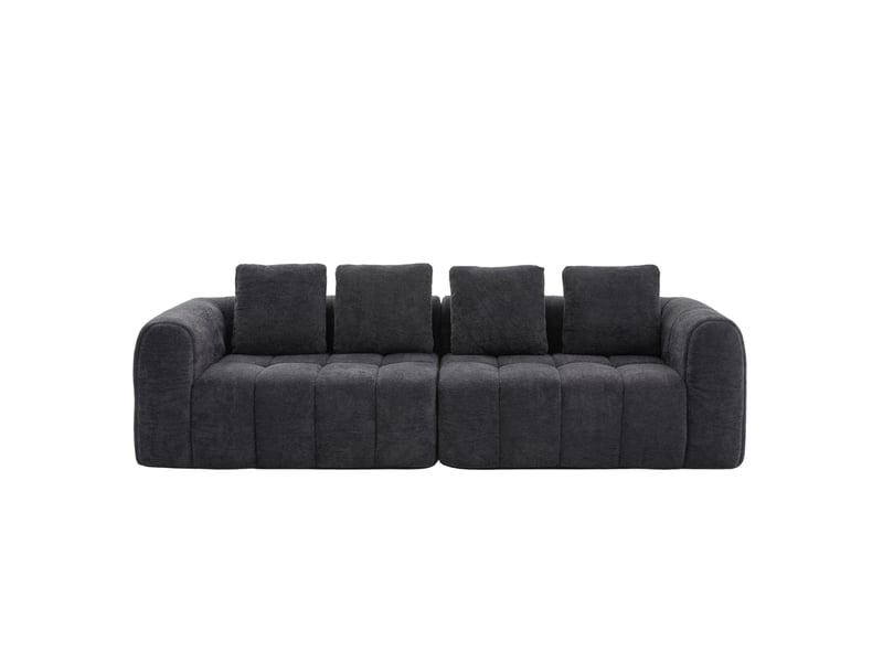  Canapé modulable 260x95,5 cm gris foncé tissu velours avec accoudoirs structure moderne salon contemporain  - Conforama A