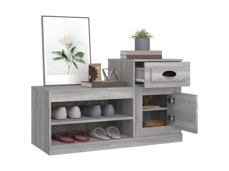  Meuble à chaussure, armoire à chaussures sonoma gris 100x42x60 cm bois d'ingénierie  - Conforama E