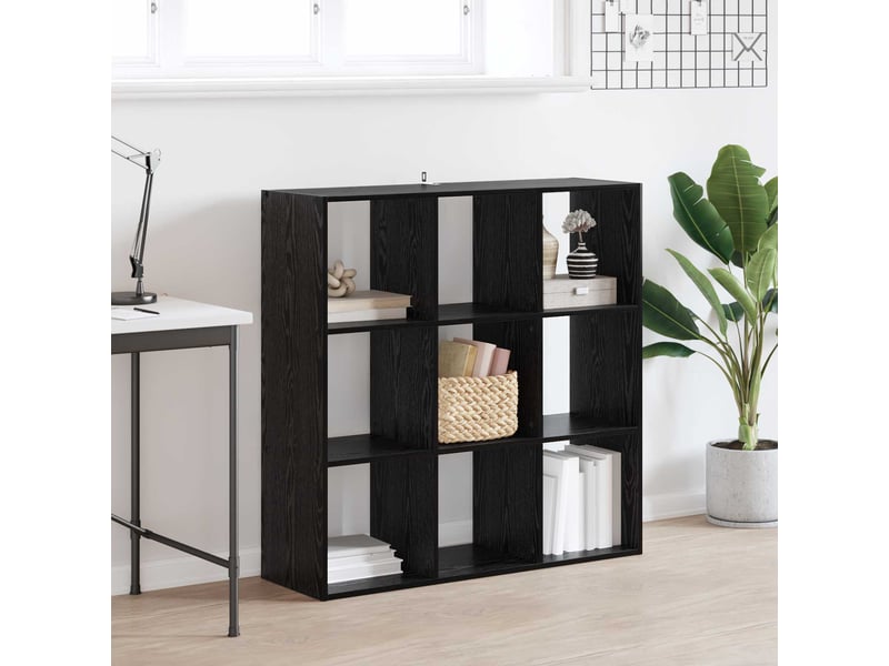  Bibliothèque, meuble de rangement salon chêne noir 102 x 32 x 102 cm  - Conforama B