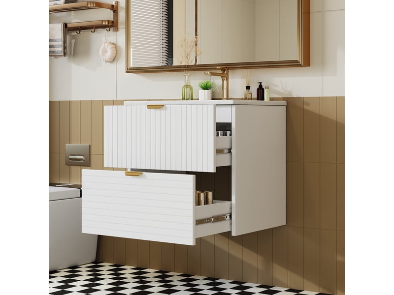  Meuble sous vasque mural 61x46x57 cm deux tiroirs mdf blanc  - Conforama B