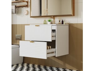 Meuble sous vasque mural 61x46x57 cm deux tiroirs mdf blanc
