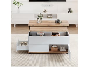 Table basse rectangulaire coloris bicolore MEUBLIV - 98 cmx100 cm