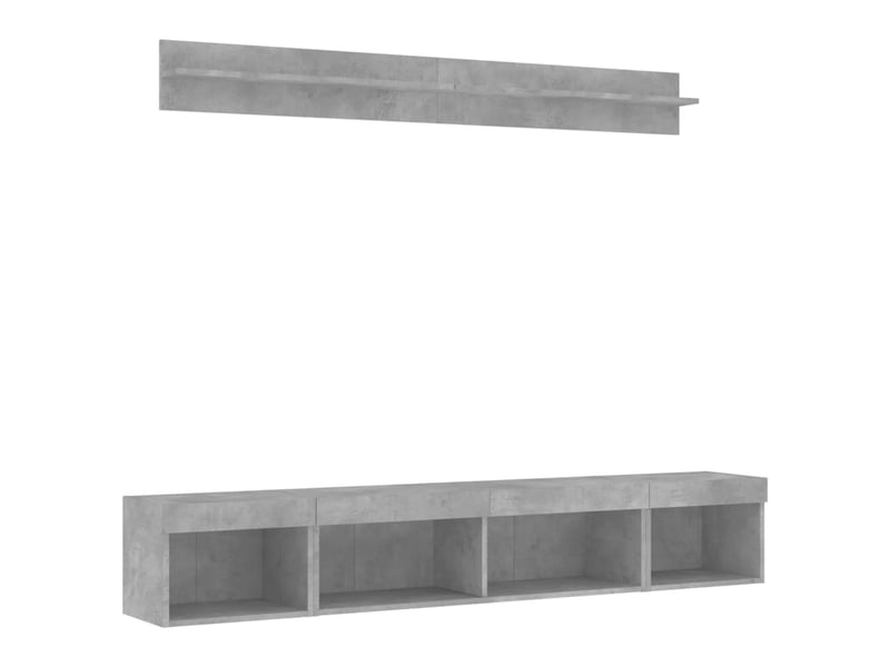  Unités murales tv avec led 5 pcs gris béton bois d'ingénierie shl21232  - Conforama C