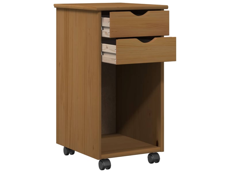  Caisson roulant de bureau, meuble de rangement 34 x 39 x 65,5 cm pin massif brun miel  - Conforama D