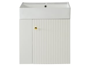 Meuble vasque mural blanc 55 cm avec lavabo intégré pour petite salle de bain