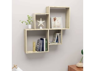 Étagère murale, étagère suspendue cube chêne sonoma 80x15x78,5cm bois d'ingénierie cf42212