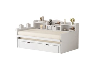 Lit gigogne 90x190/200 cm HAVRYA coloris blanc
