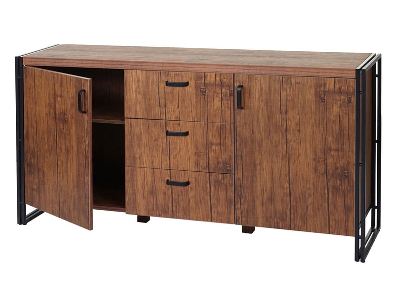 Buffet hwc-a27, commode bahut armoire 80x160x40cm structure 3d - chêne sauvage - Conforama D