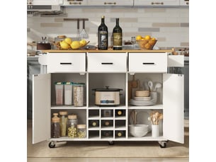 Chariot de service - truxen8 - plateau pliable - rangement multifonctionnel - blanc
