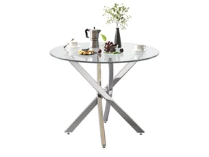 Argent table à manger extensible avec rangement, design moderne, structure fonctionnelle pour cuisine et salle à manger