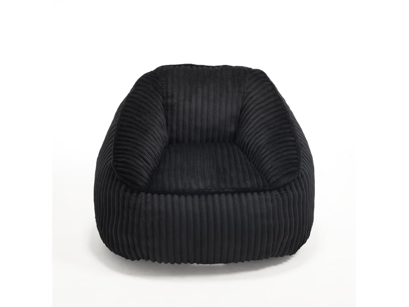  Fauteuil pouf en velours côtelé noir, mousse à mémoire de forme, 98 x 92 x 73 cm  - Conforama A