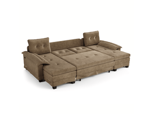 Canapé droit convertible IKSETERA TRADING LTD 4 places Tissu marron