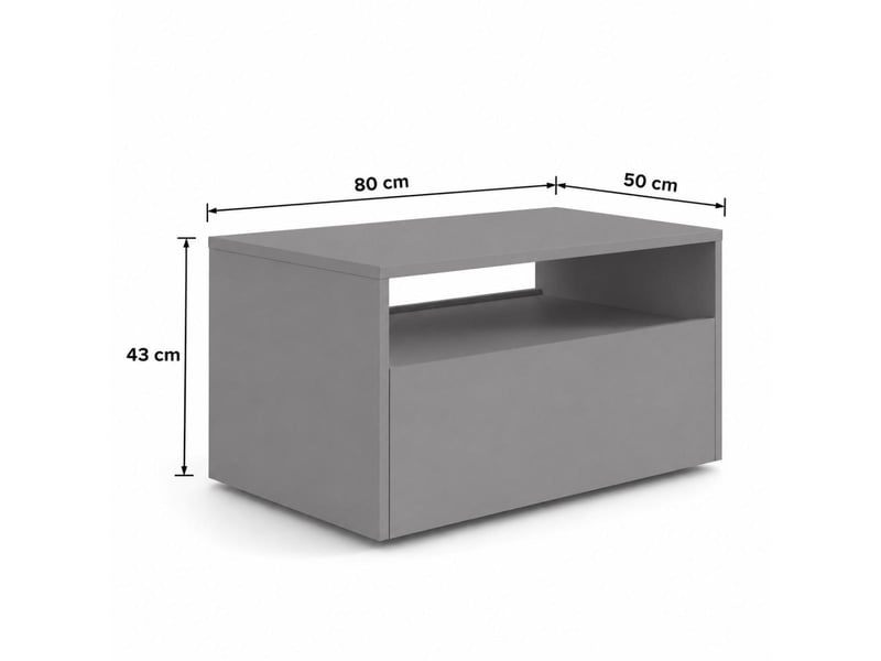  Table basse lino 80 x 50 cm - roulettes et tiroir, gris LINO/LAW/80x50/S - Conforama E