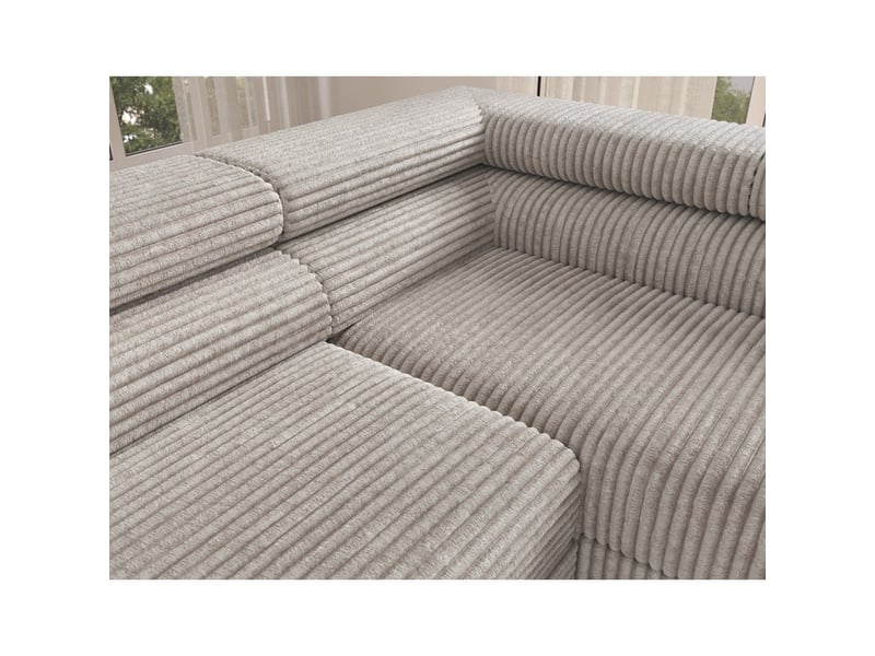  Canapé d'angle colesia convertible 5 places gris velours côtelé – droit – 274x200cm  - Conforama D