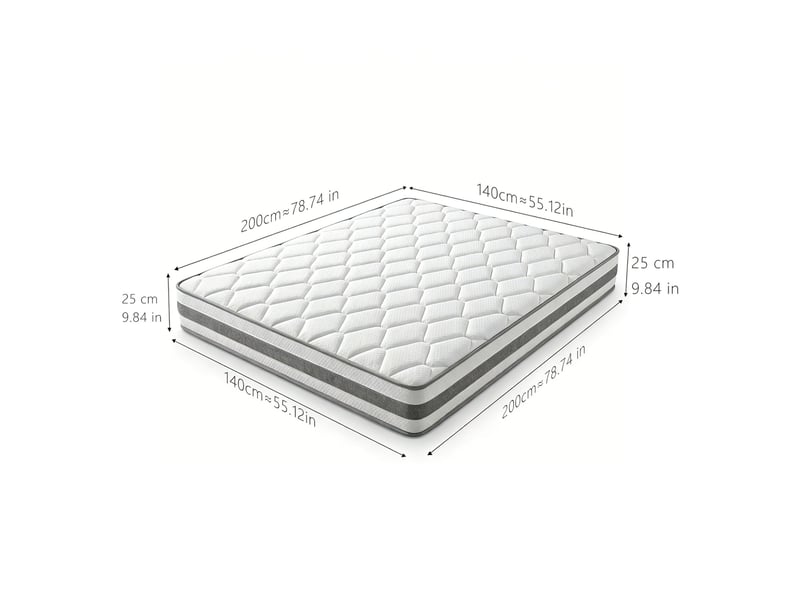  Matelas à ressorts ensachés tcqpz 140 x 200 cm h4 25 cm 7 zones mousse confort blanc  - Conforama B
