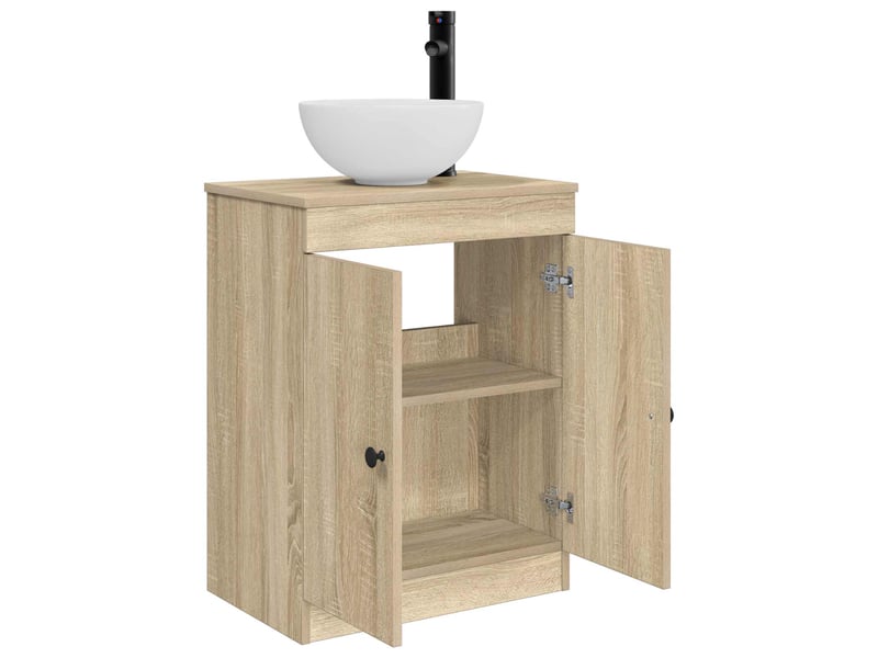 Meuble salle de bain avec évier, meuble de rangement chêne sonoma 54x35x83 cm shl6746 - Conforama D
